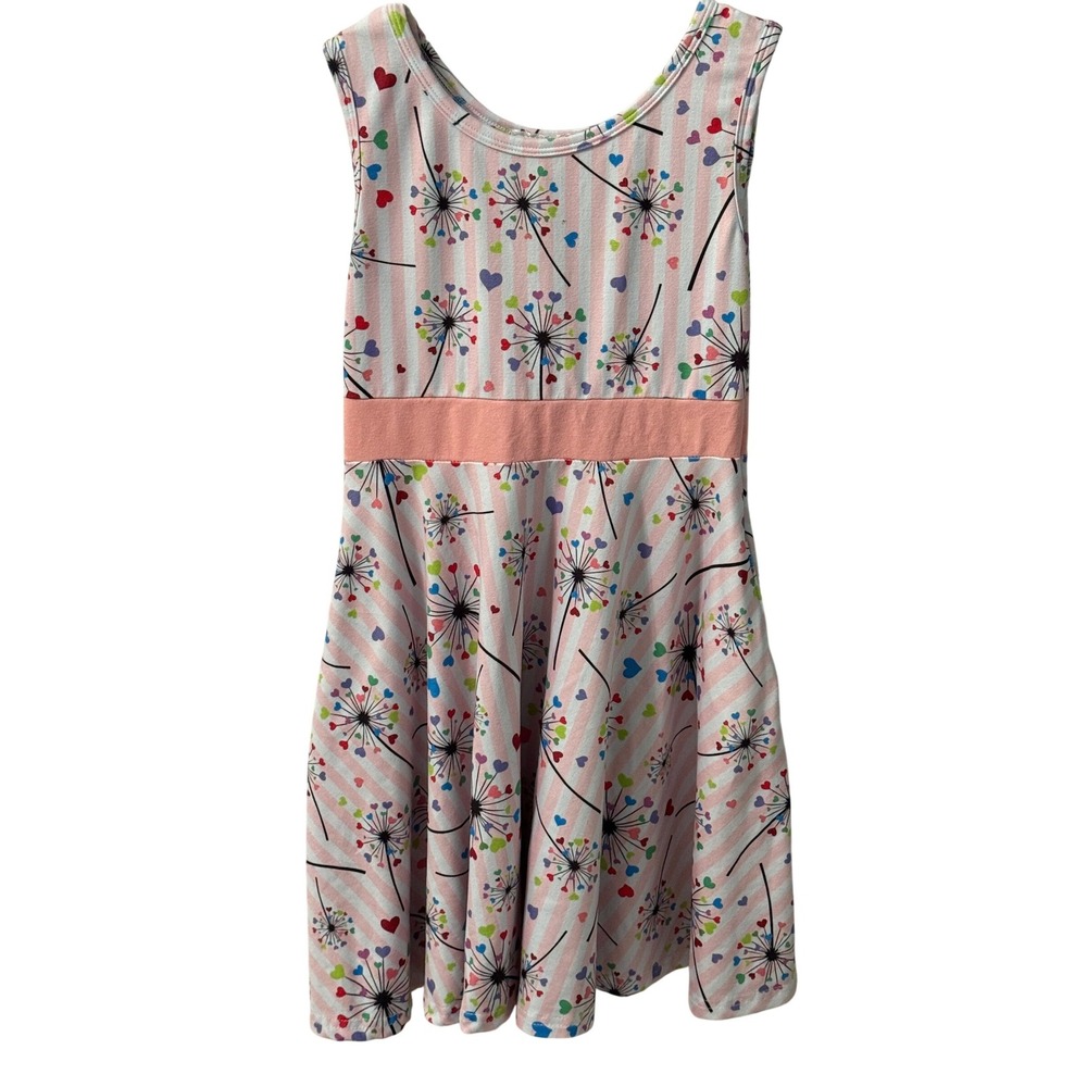 Little Dress Shoppe Girls Pink Striped Heart Dandelion Skater Dress Size‎ 7